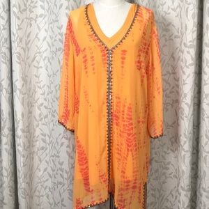 Soft Surroundings 2-Piece Beaded Tunic. Orange Size 1X